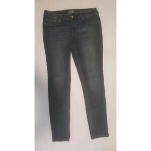 JADE Jeans, Women's Size 11/12 Blue Distressed 5 Pocket Embroidered Straight Leg